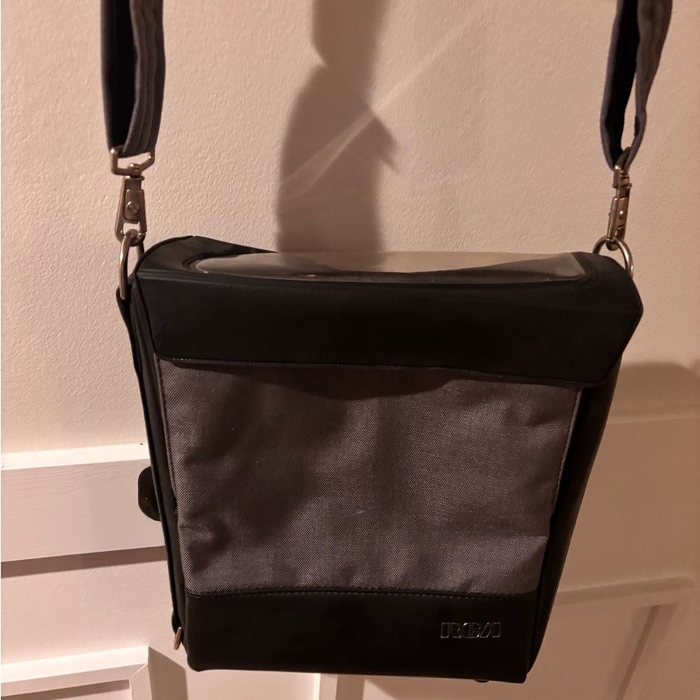 vintage RCA video camera bag with a shoulder strap made in the USA.